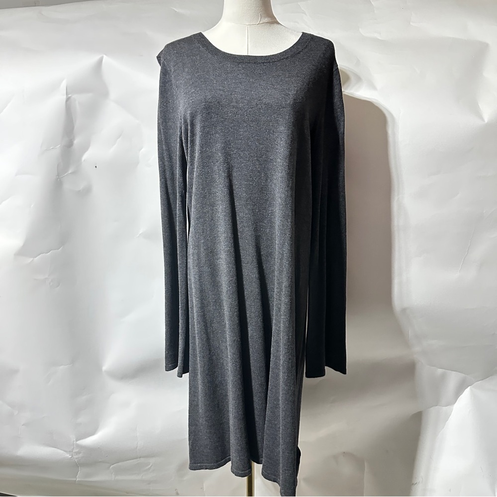 👉 Michael Kors Gray Long Sleeve Knit Sweater Dress Women’s Size L Pre-Owned